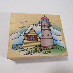 Lighthouse Rubber Stamp Wood Mounted by Hero Arts "Lighthouse Scene"